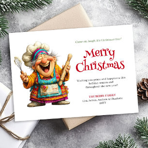 Cartes Pour Fêtes Annuelles Femme drôle moderne Noël Style BD Fou  