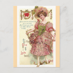 Cartes Pour Fêtes Annuelles Femme en Robe rose Parties scintillant Valentine