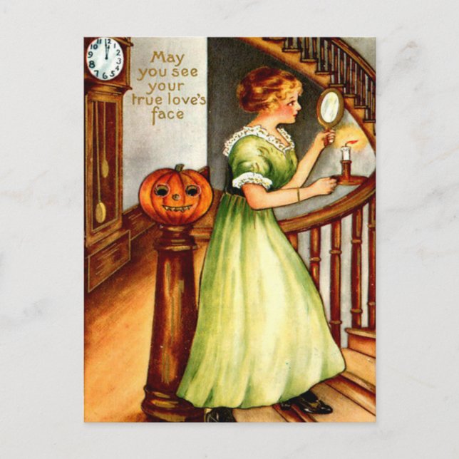 Cartes Pour Fêtes Annuelles Femme et lanterne de Jack O (Devant)