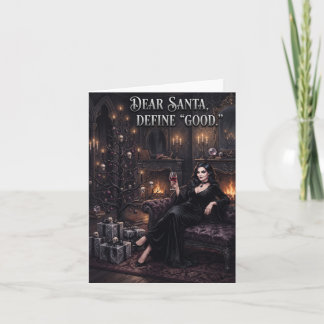 Cartes Pour Fêtes Annuelles Femme gothique devant un sapin de Noël effrayant