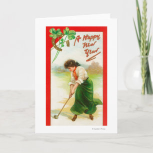 Cartes Pour Fêtes Annuelles Femme irlandaise environ pour frapper la balle de
