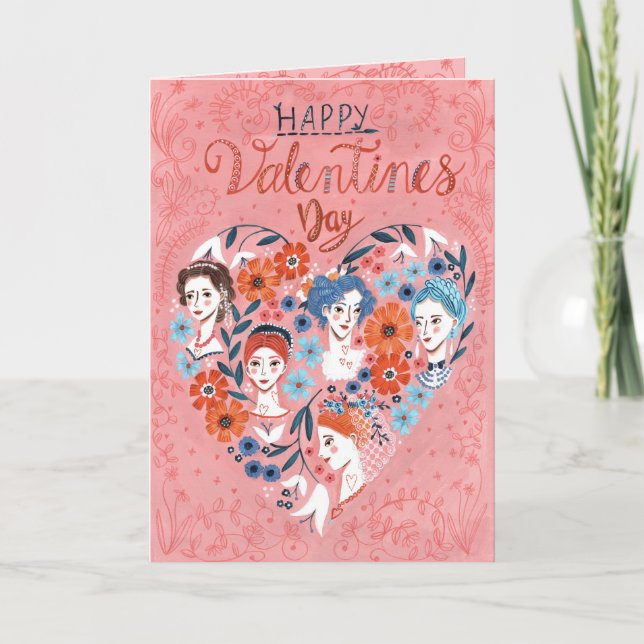 Cartes Pour Fêtes Annuelles Femme mignonne femmes Valentine's day Floral Heart (Devant)