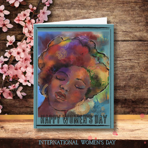 Cartes Pour Fêtes Annuelles Femme noire aquarelle vibrante Journée internation