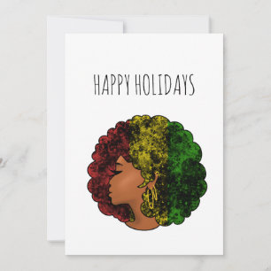Cartes Pour Fêtes Annuelles Femme noire rasta afro rouge jaune vert