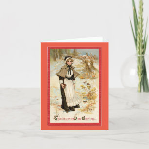 Cartes Pour Fêtes Annuelles Femme pèlerine vintage Thanksgiving