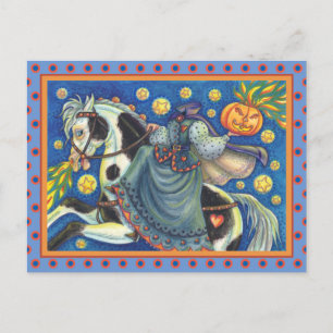 CARTES POUR FÊTES ANNUELLES FEMME SANS TÊTE, SIDESADDLE SUR HALLOWEEN PINTO