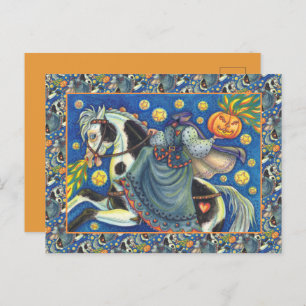 CARTES POUR FÊTES ANNUELLES FEMME SANS TÊTE, SIDESADDLE SUR HALLOWEEN PINTO