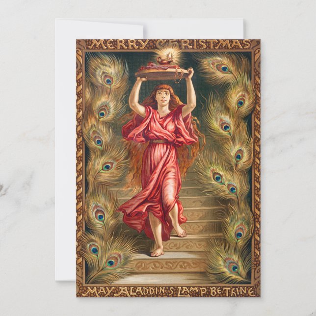 Cartes Pour Fêtes Annuelles Femme tenant lampe avec flamme de la Lampe d'Aladd (Devant)
