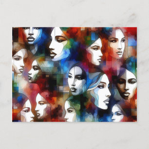 Cartes Pour Fêtes Annuelles femmes face à l'abstraite aquarelle pop art