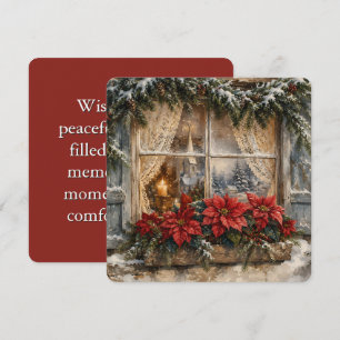Cartes Pour Fêtes Annuelles Fenêtre de Noël au poinsettia enneigé