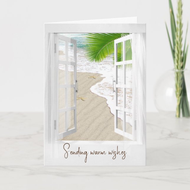 Cartes Pour Fêtes Annuelles Fenêtre de Noël tropicale avec Starfish (Devant)