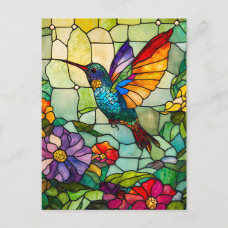 Cartes Pour Fêtes Annuelles Fenêtre de style Tiffany pour colibri