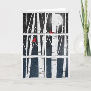 Cartes Pour Fêtes Annuelles fenêtre d'hiver avec bouleaux