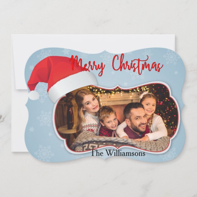 Cartes Pour Fêtes Annuelles Fenêtre Photo Avec Le Chapeau De Père Noël Fancy C (Devant)