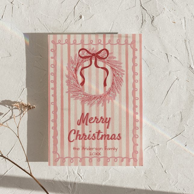 Cartes Pour Fêtes Annuelles Fer rouge rose tiré en fer noir Noël non photo (Créateur téléchargé)