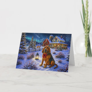 Cartes Pour Fêtes Annuelles Ferme de campagne ,Carte de vœux Bloodhound