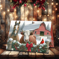 Ferme de Noël avec cheval brun et vache