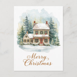 Cartes Pour Fêtes Annuelles Ferme de Noël charmante sous la neige