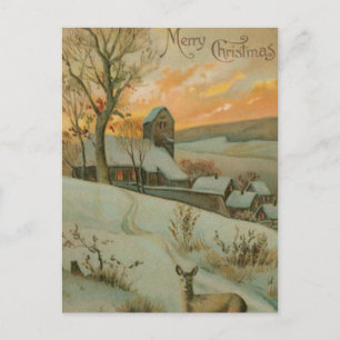 Cartes Pour Fêtes Annuelles Ferme de Noël Vintage avec cerf