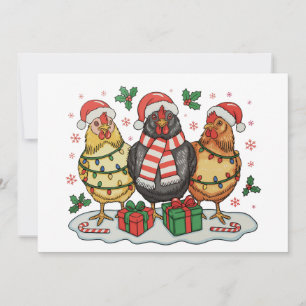 Cartes Pour Fêtes Annuelles Ferme de poulets de Noël Lumières de Noël Famille 