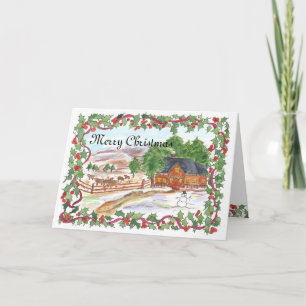Cartes Pour Fêtes Annuelles Ferme de Ranch de Noël Victorien