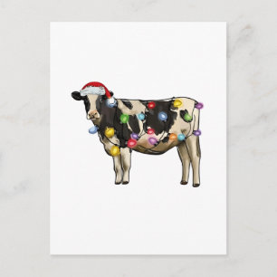 Cartes Pour Fêtes Annuelles Ferme de vaches de Noël Amoureux Mignon Père Noël