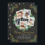 Cartes Pour Fêtes Annuelles Ferme Photo Wreath Gold Noël Chalkboard H<br><div class="desc">"Carte de vacances Farmhouse Photo Wreath Gold Chalkboard." Une couronne d'aquarelle de cônes de pin, de verdure sainte et de sapin sur un riche arrière - plan de tableau noir en détresse avec script de parties scintillant d'or, "Joyeux Noël" et votre message de famille dans la charmante typographie calligraphique. Des...</div>