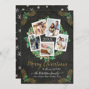 Cartes Pour Fêtes Annuelles Ferme Photo Wreath Gold Noël Chalkboard H
