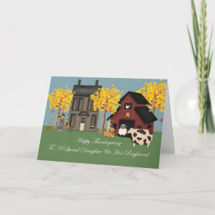 Cartes Pour Fêtes Annuelles Ferme primitive Fille Petit ami Thanksgiving