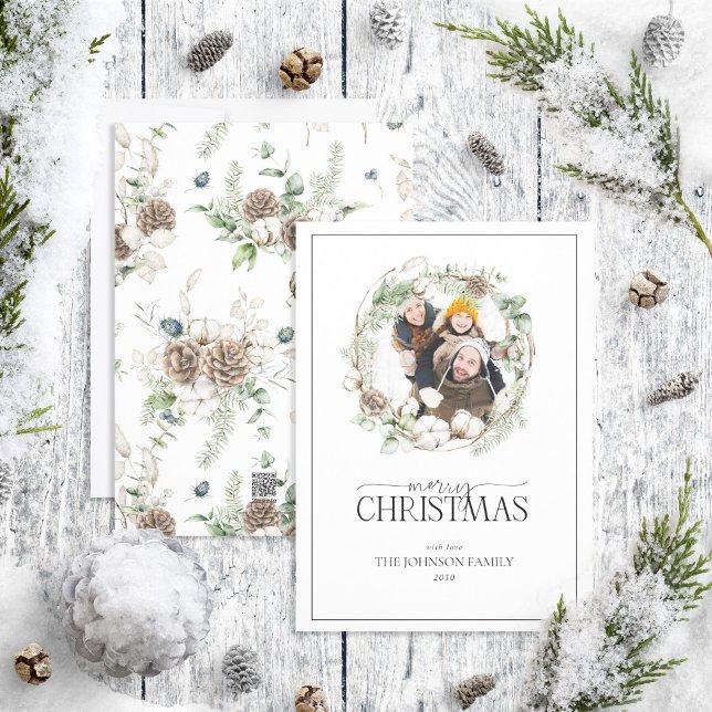 Cartes Pour Fêtes Annuelles Ferme Verdure Wreath Joyeux Noël Photo Ho (Créateur téléchargé)