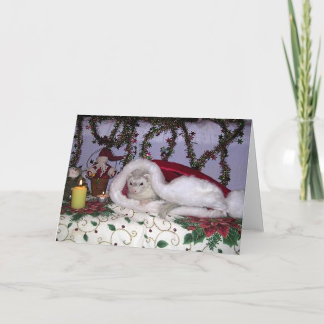 Cartes Pour Fêtes Annuelles Ferret de Noël (Devant)