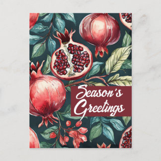 Cartes Pour Fêtes Annuelles Festif Aquarelle Fruit de grenade et Feuille