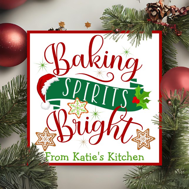 Cartes Pour Fêtes Annuelles Festif Baking Spirits Bright Custom Christmas (Festive Baking Spirits Bright Custom Christmas Holiday Card, Add your name and a special message!)
