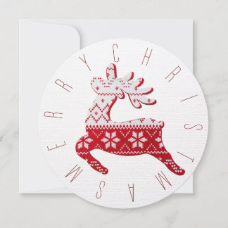 Cartes Pour Fêtes Annuelles Festif Blanc & Rouge Knit Reindeer