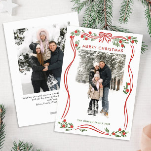 Cartes Pour Fêtes Annuelles Festif Boho Red Christmas Bow Ribbon 2 Photo