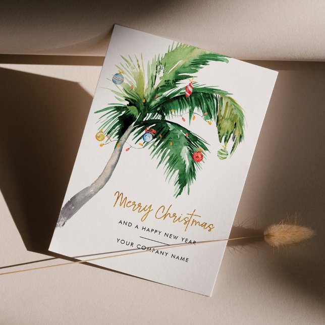 Cartes Pour Fêtes Annuelles Festif Business Logo de Noël Palm Tree (Merry Christmas Corporate Logo Holiday Greetings Card)