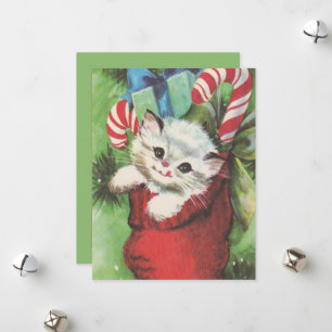Cartes Pour Fêtes Annuelles Festif chats de Noël rétro vintage