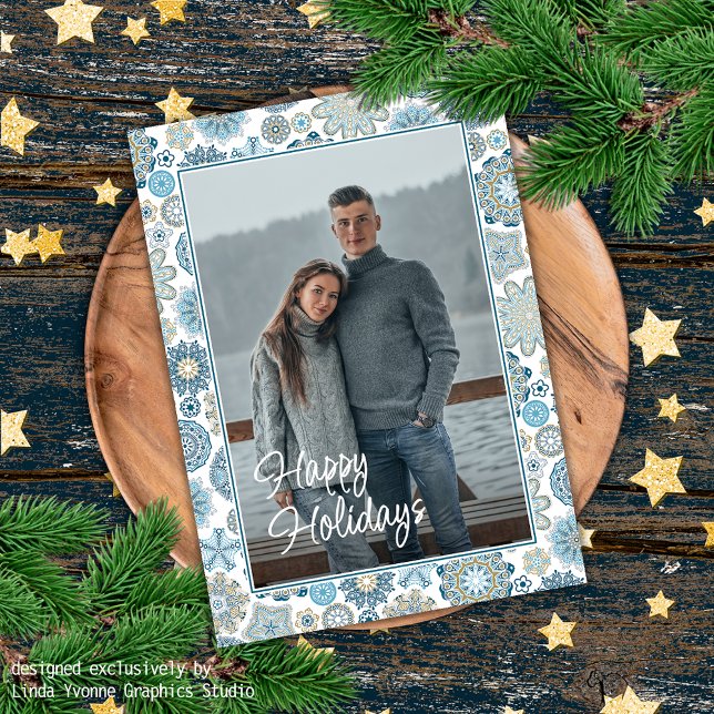 Cartes Pour Fêtes Annuelles Festif Chic Floral Mandala Flakes Motif (Créateur téléchargé)