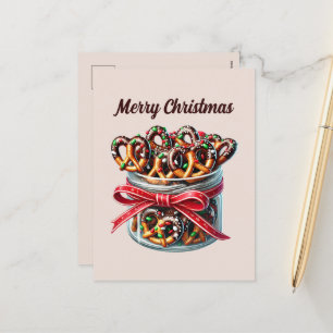 Cartes Pour Fêtes Annuelles Festif chocolat de Noël bretzels trempés