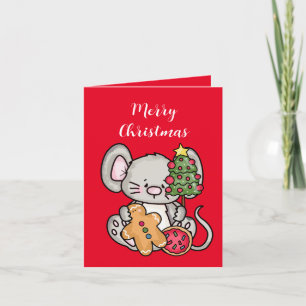 Cartes Pour Fêtes Annuelles festif Christmas cookie souris ajouter un sentimen