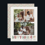 Cartes Pour Fêtes Annuelles Festif coloré Joyeux Joyeux Vacances Vertical 3 Ph<br><div class="desc">Cette carte de vacances festives colorées et joyeuses verticales 3 photo est parfaite pour votre accueil de vacances amusant, créatif et lumineux. C'est une police moderne unique et ludique en rouge, tan boho, et vert clair et foncé, pour une agréable sensation de saison. Si vous cherchez à égayer l'hiver sombre...</div>