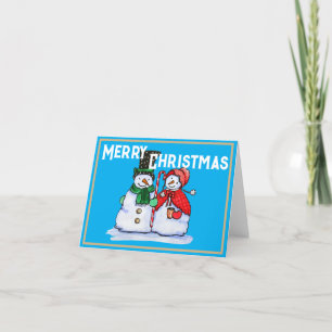 Cartes Pour Fêtes Annuelles Festif couple de bonhomme de neige avec sucre de c