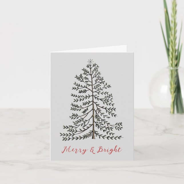 Cartes Pour Fêtes Annuelles Festif de crème Joyeux arbre d'hiver de Noël (Devant)