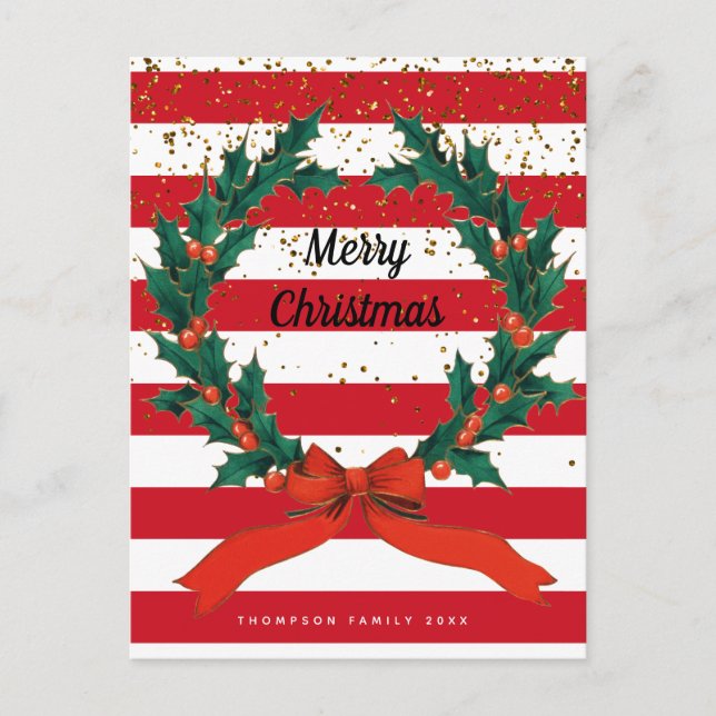 Cartes Pour Fêtes Annuelles Festif de Noël Holly Berries Frissons en fils (Devant)