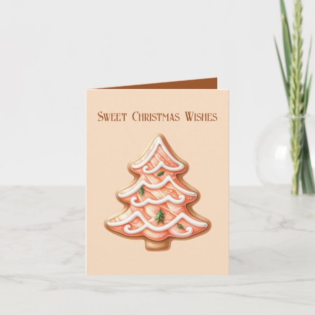 Cartes Pour Fêtes Annuelles Festif doux voeux de Noël cookie arbre (Devant)