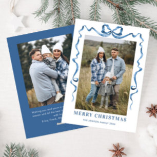 Cartes Pour Fêtes Annuelles Festif Dusty Blue Christmas Bow Ribbon 2 Photo