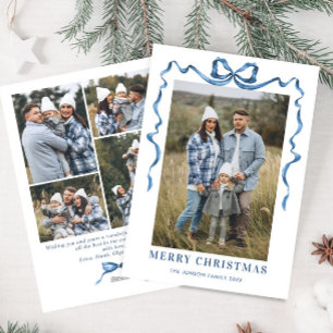 Cartes Pour Fêtes Annuelles Festif Dusty Blue Christmas Bow Ribbon 5 Photo