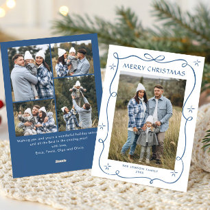 Cartes Pour Fêtes Annuelles Festif Dusty Blue Christmas Bow Ribbon 5 Photo
