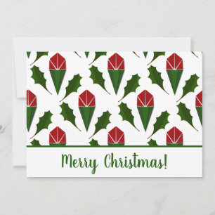 Cartes Pour Fêtes Annuelles Festif Fête Personnalisé Roses rouges & Holly Art
