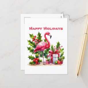 Cartes Pour Fêtes Annuelles Festif flamant rose de Noël ajouter le message